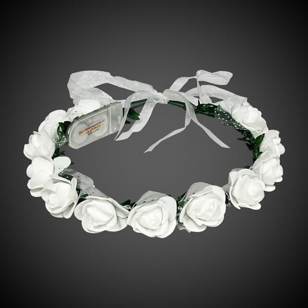 LED White Roses Halo Headband