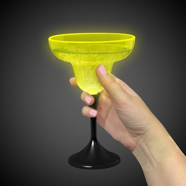 Neon Yellow LED 10 oz. Margarita Glass
