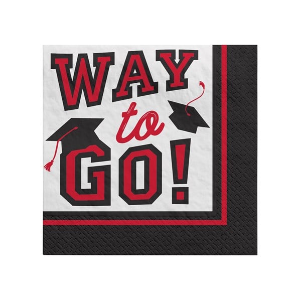 Red Graduation Beverage Napkins