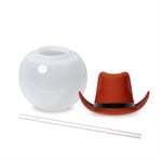 Brown Cowboy Hat 20 oz. Ball Cup with Straw