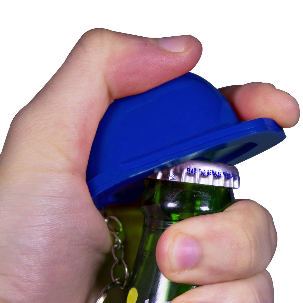 Blue Construction Hat Bottle Opener Keychain