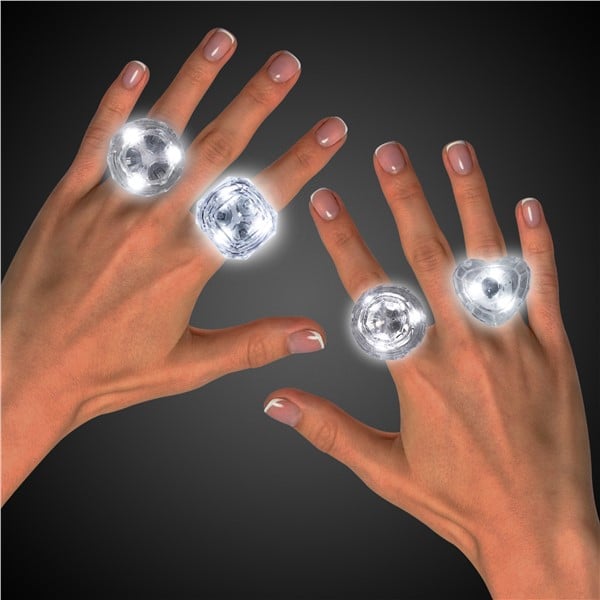 LED White Diamond Bling Rings