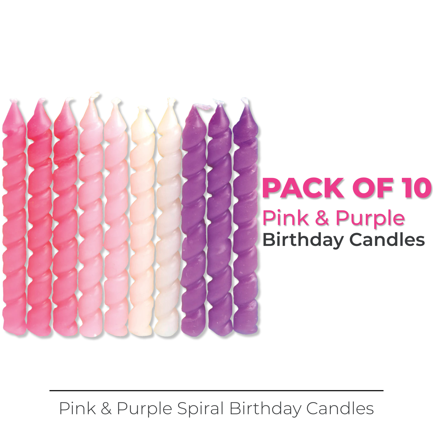 Pink & Purple Spiral Birthday Candles, 10ct