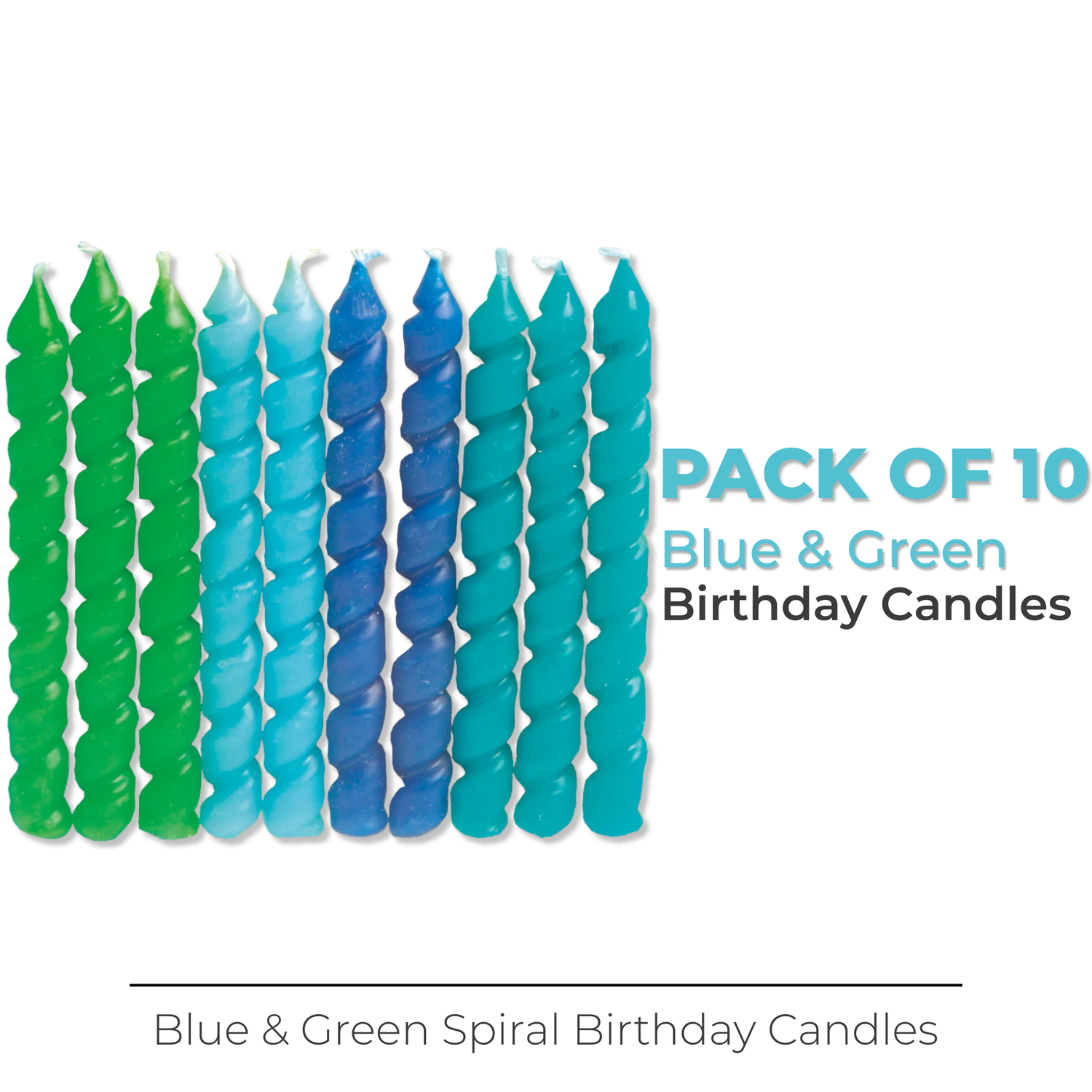 Blue & Green Spiral Birthday Candles, 10ct