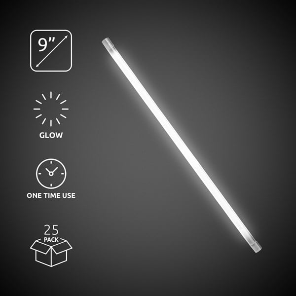 White 9" Glow Straws