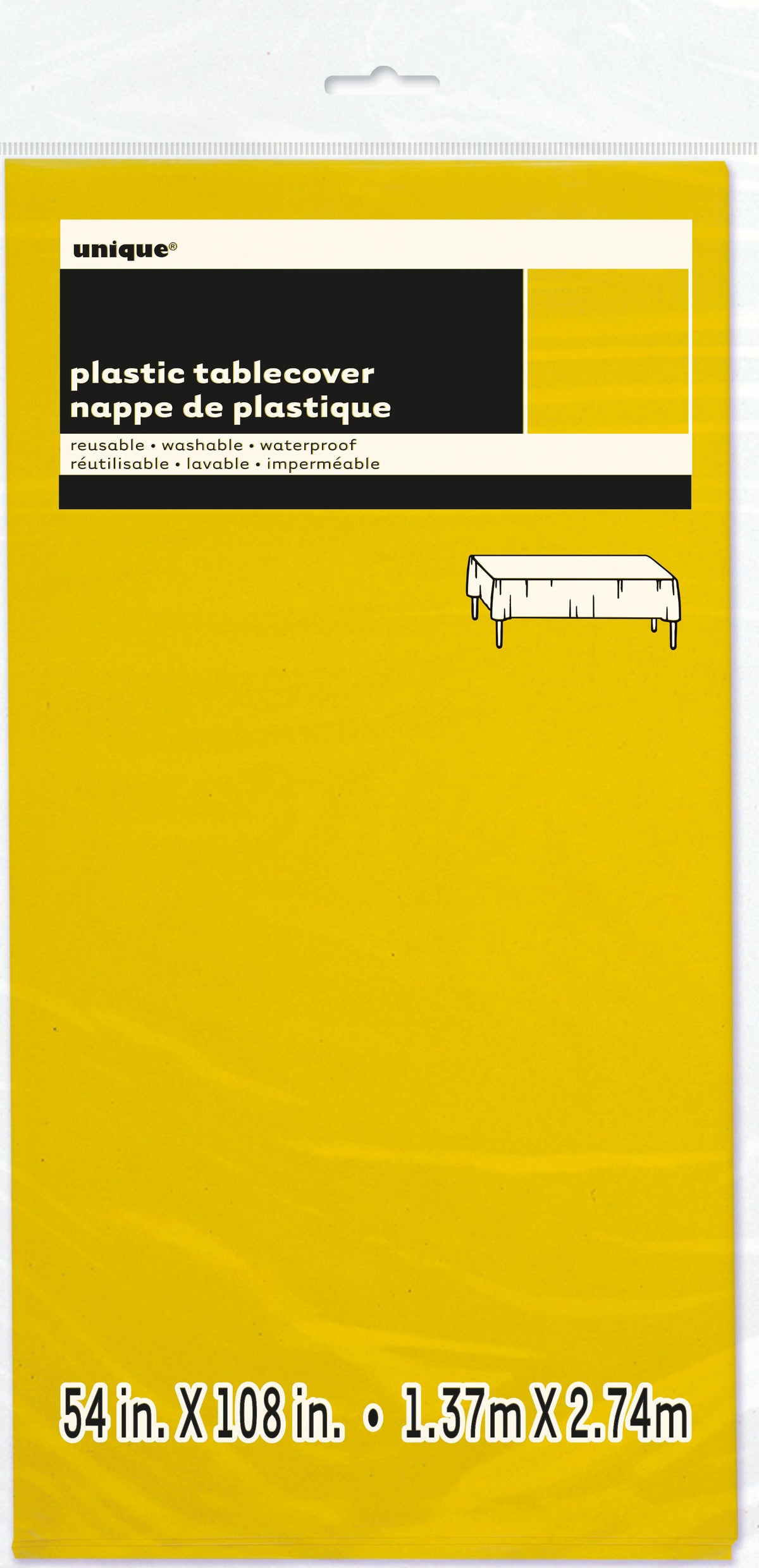 Neon Yellow Solid Rectangular Plastic Table Cover, 54" x 108"