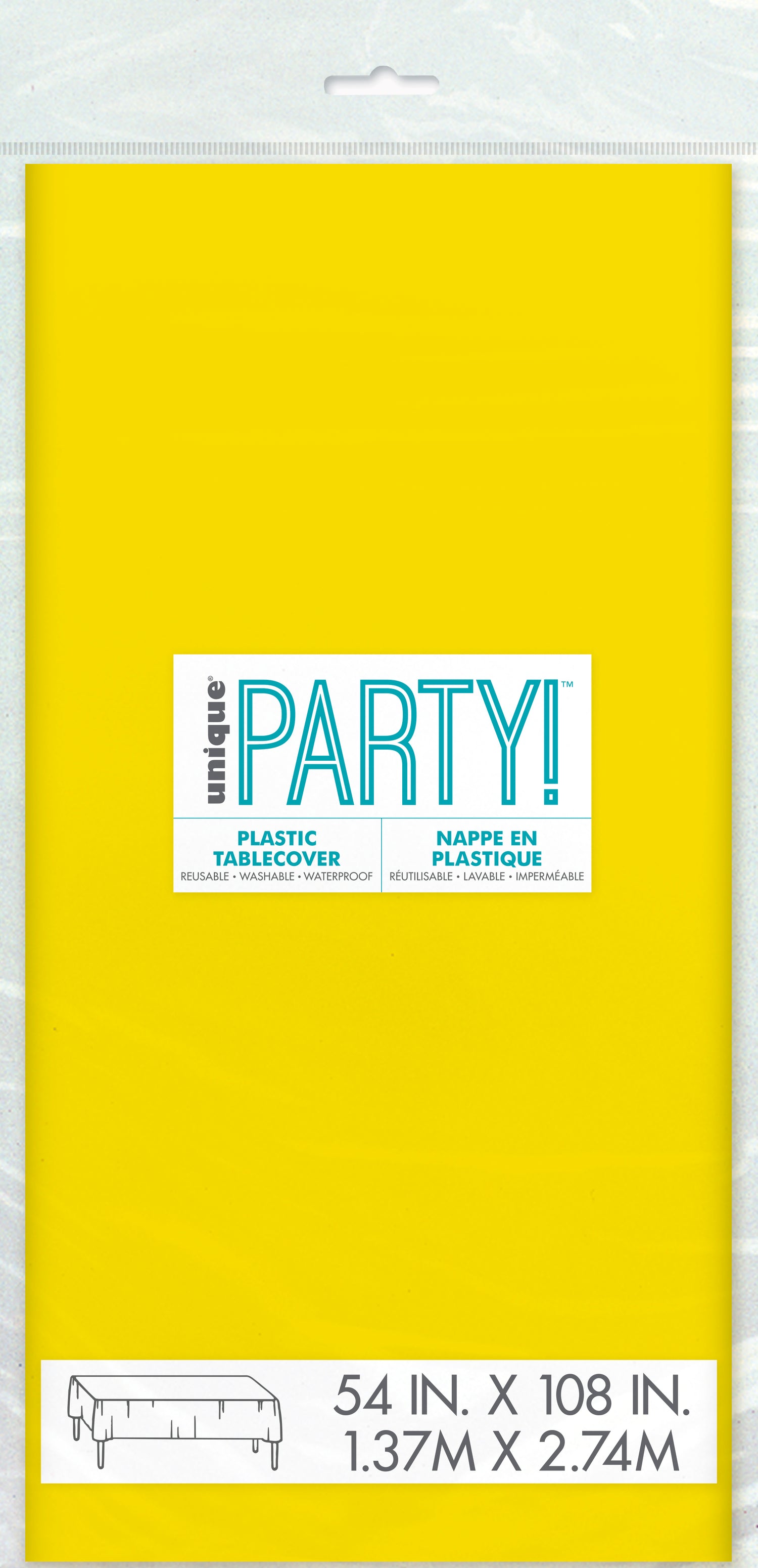 Neon Yellow Solid Rectangular Plastic Table Cover, 54" x 108" - Image 3