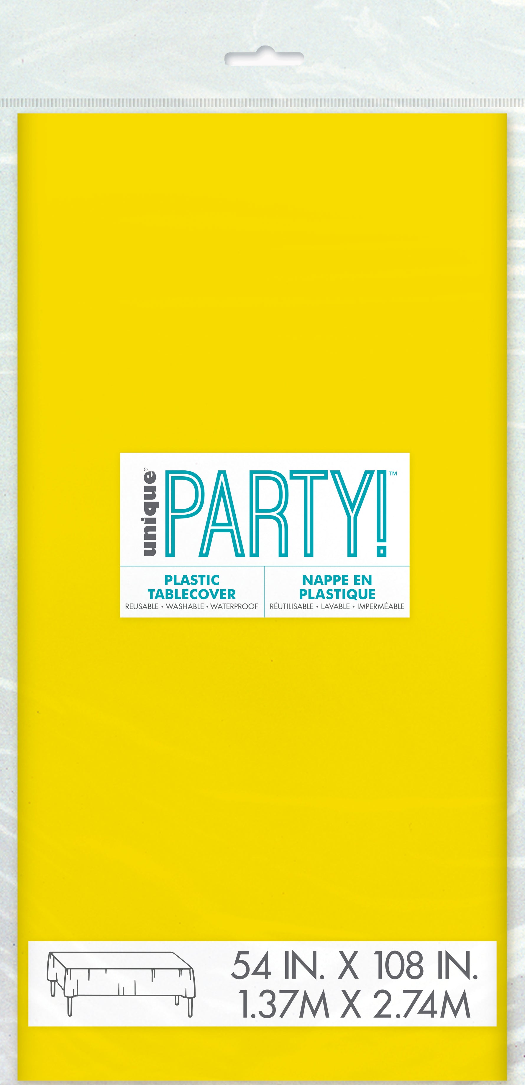 Neon Yellow Solid Rectangular Plastic Table Cover, 54" x 108" - Image 3
