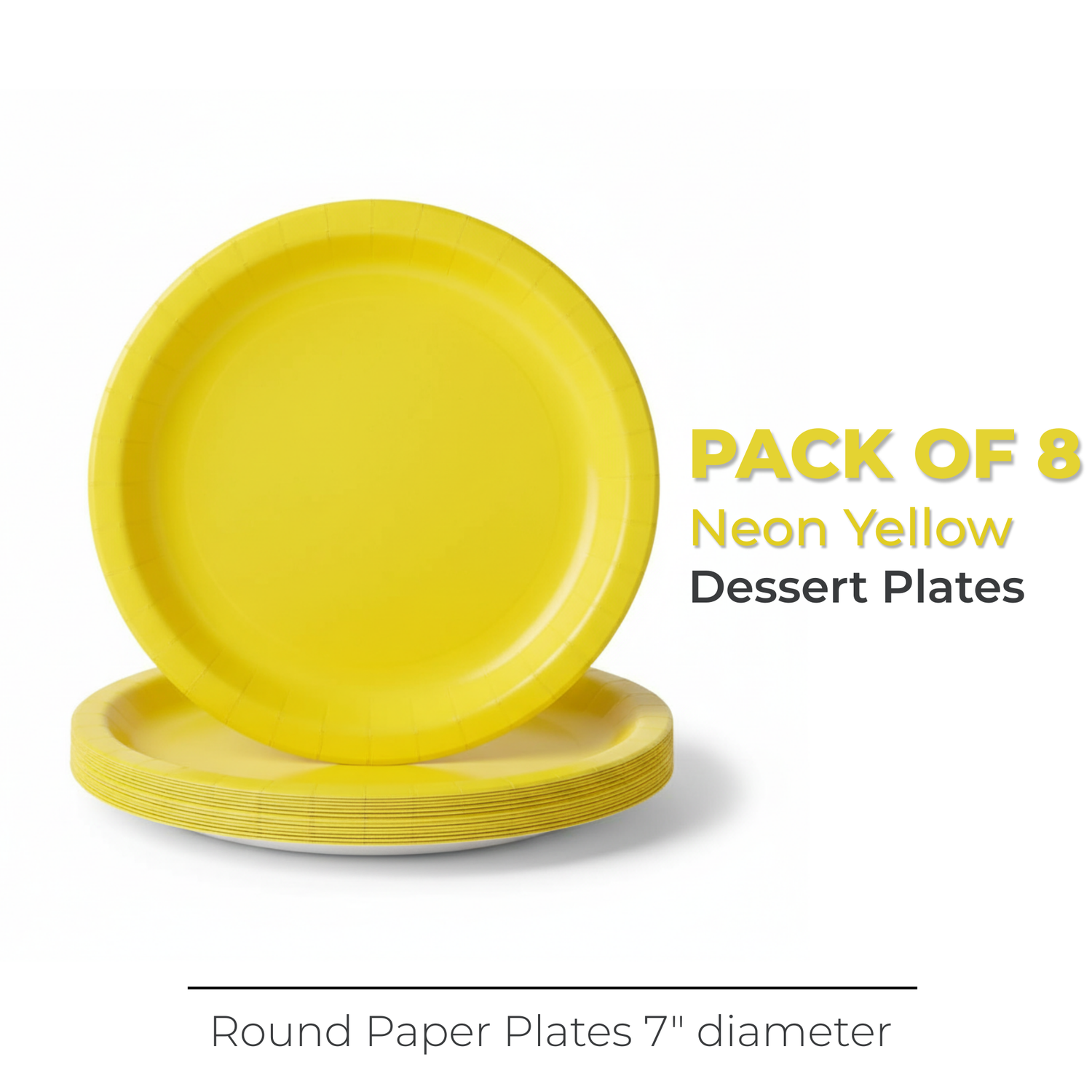Neon Yellow Solid Round 7" Dessert Plates, 20ct