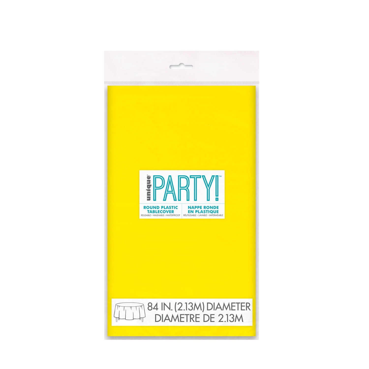 Neon Yellow Solid Round Plastic Table Cover, 84"