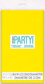 Neon Yellow Solid Round Plastic Table Cover, 84" - Image 2