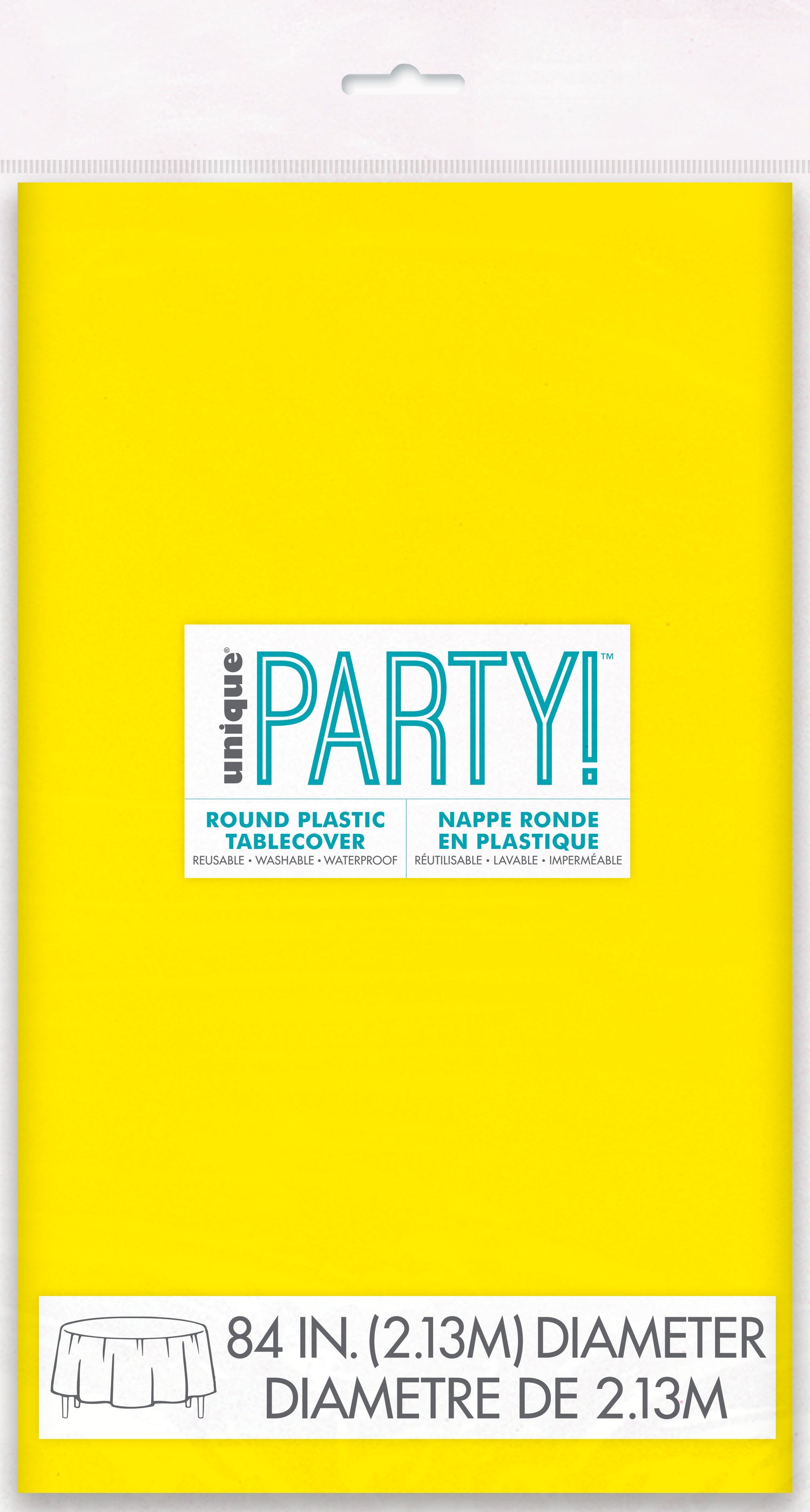 Neon Yellow Solid Round Plastic Table Cover, 84" - Image 2