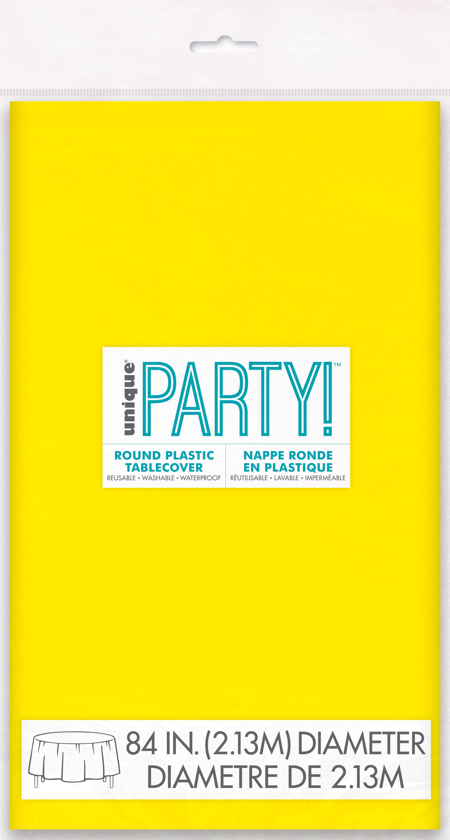 Neon Yellow Solid Round Plastic Table Cover, 84" - Image 2