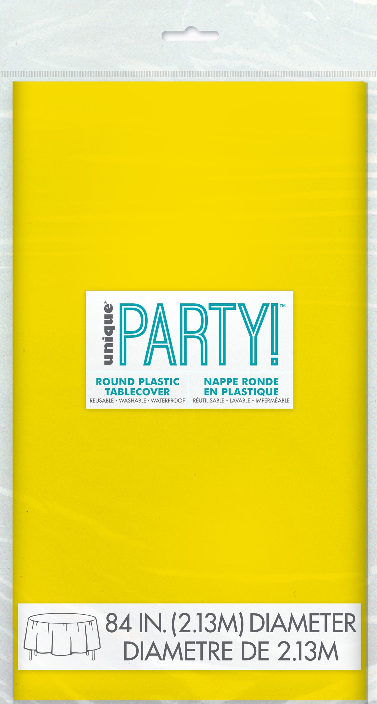 Neon Yellow Solid Round Plastic Table Cover, 84" - Image 3