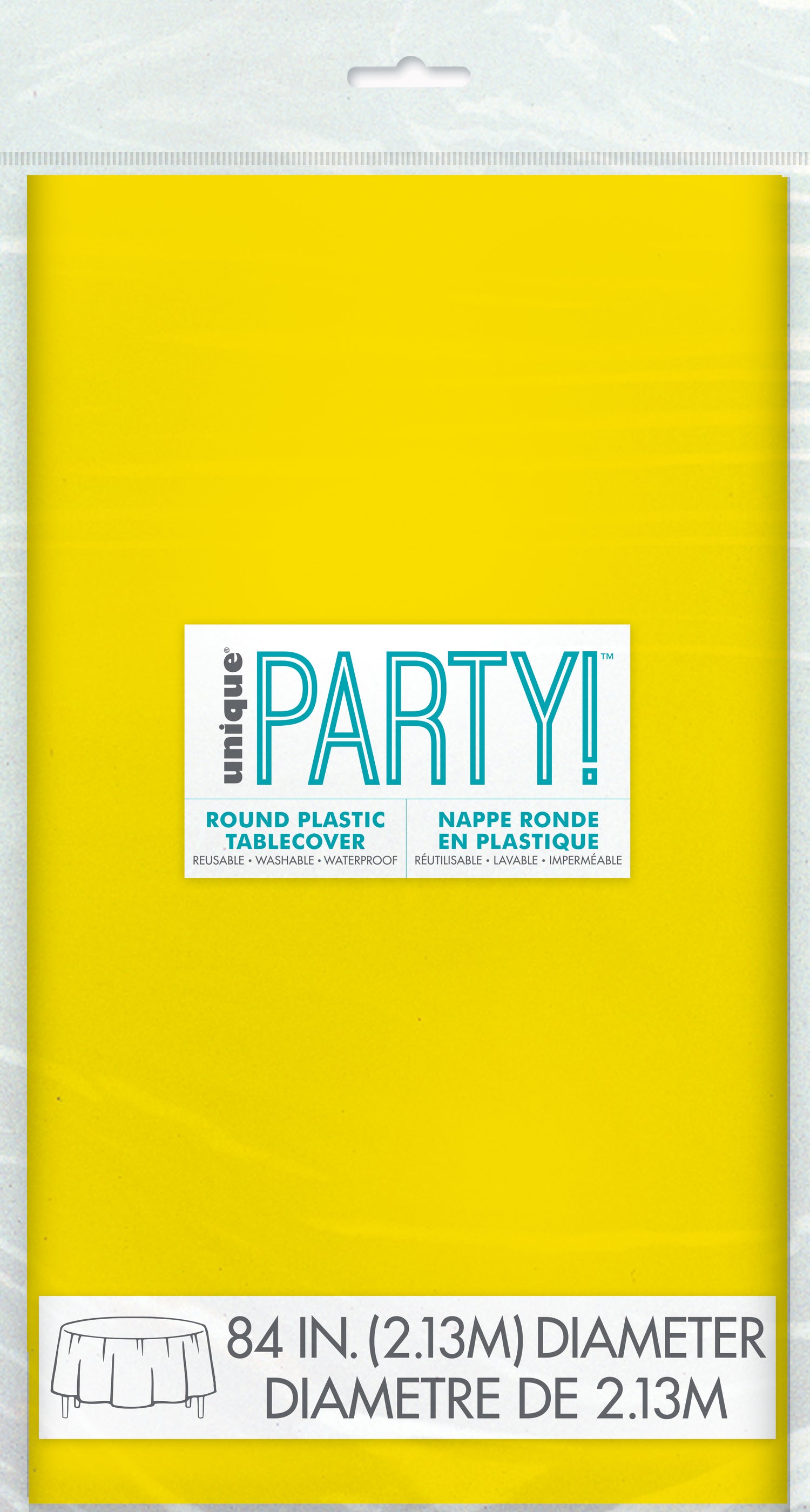 Neon Yellow Solid Round Plastic Table Cover, 84" - Image 3