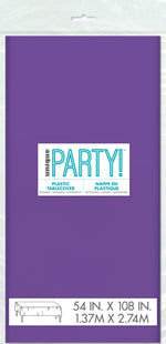 Neon Purple Solid Rectangular Plastic Table Cover, 54" x 108" - Image 3