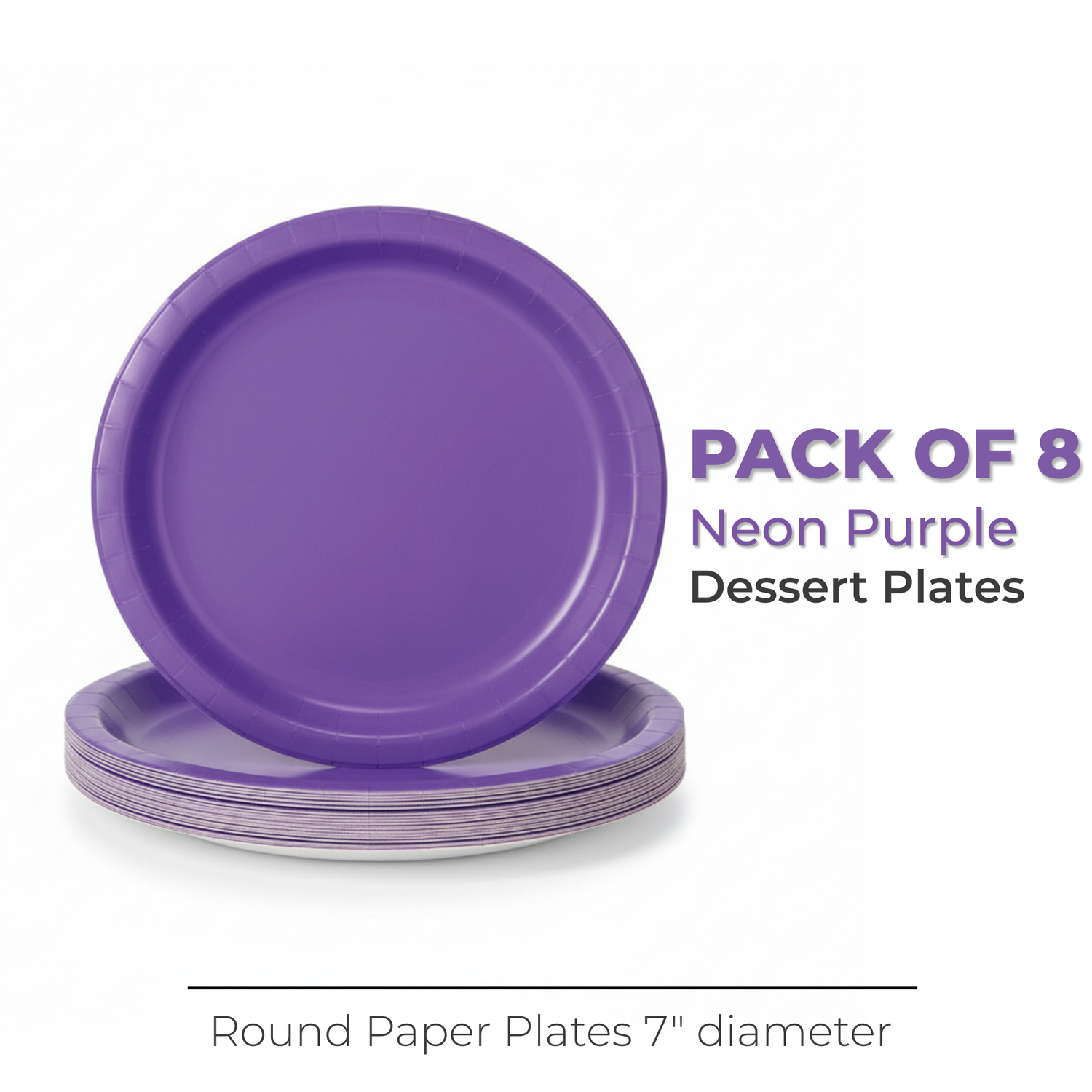 Neon Purple Solid Round 7" Dessert Plates, 20ct