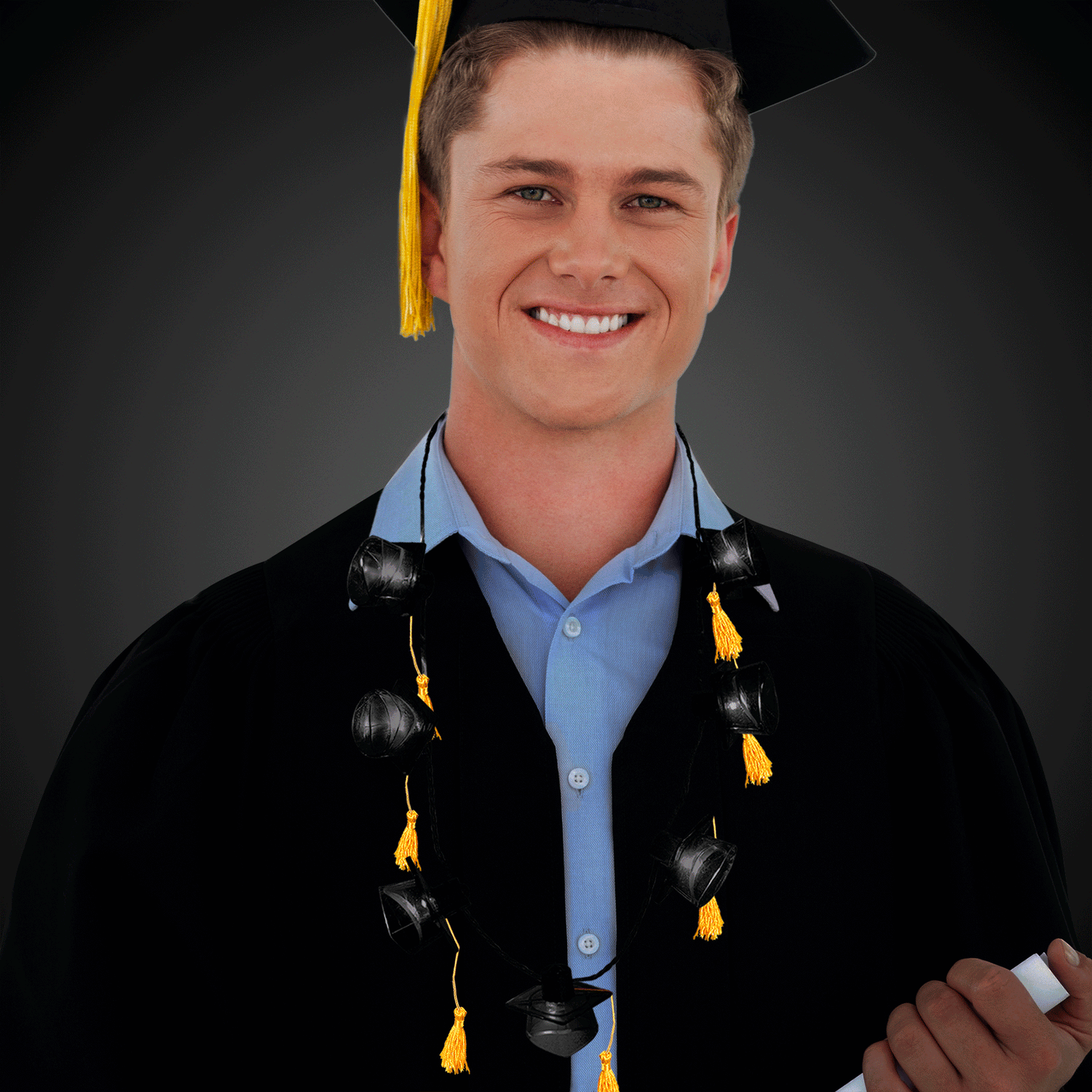 LED Black Graduation Caps Necklace
