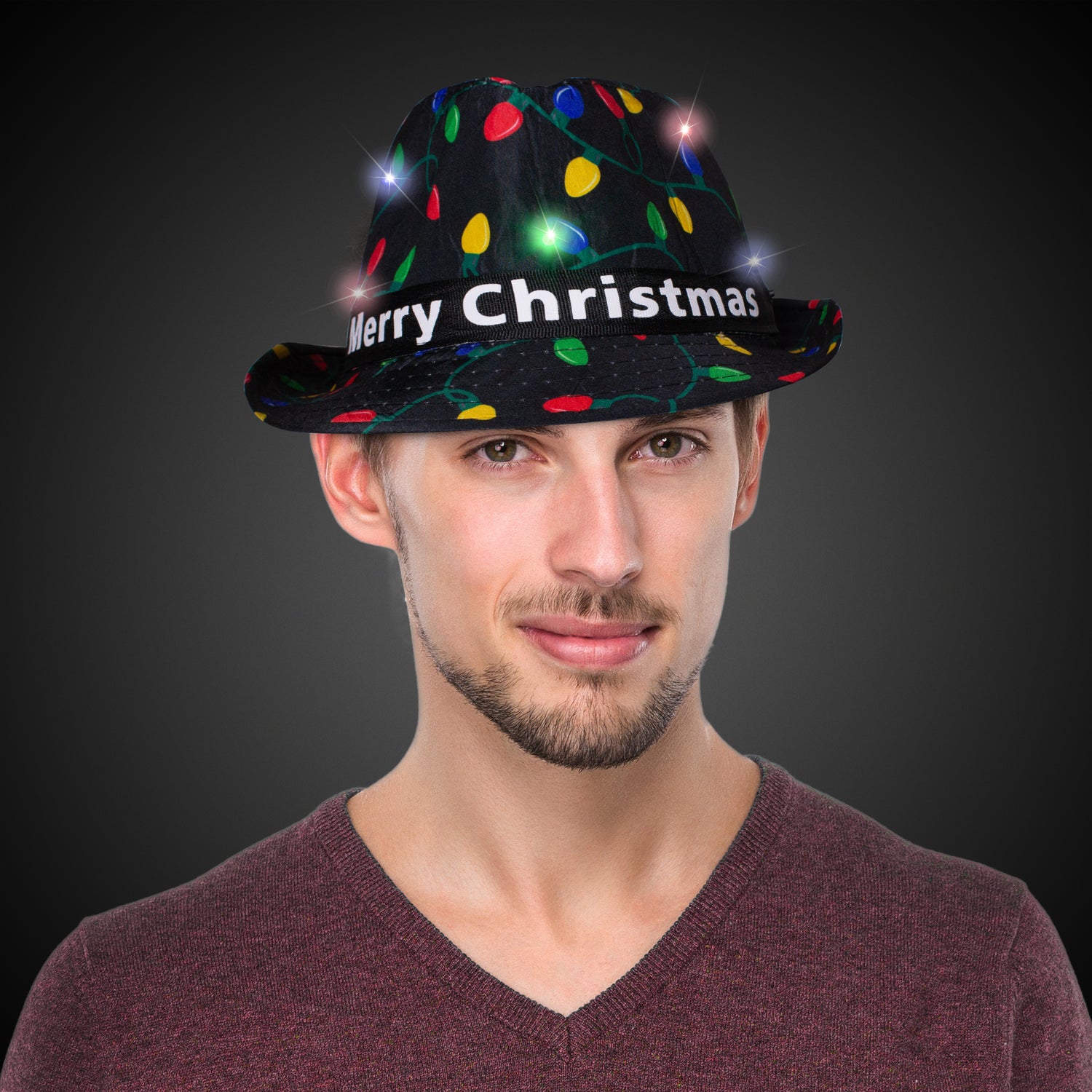 LED Merry Christmas Fedora Hat