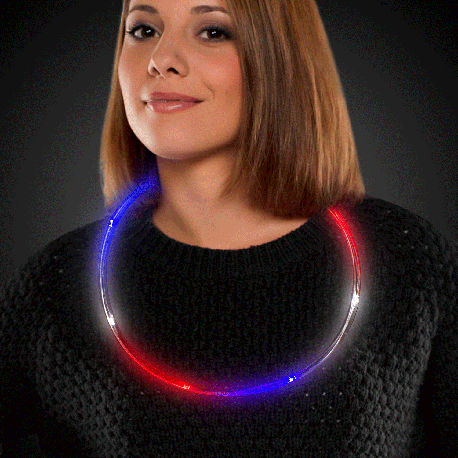 LED Red, White & BluePatriotic Light Chaser Necklace