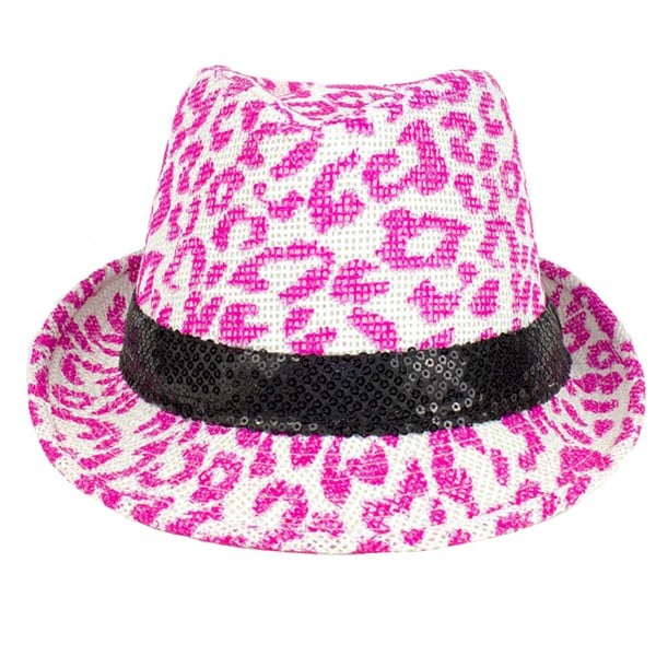 Neon Pink Leopard Fedora Hat