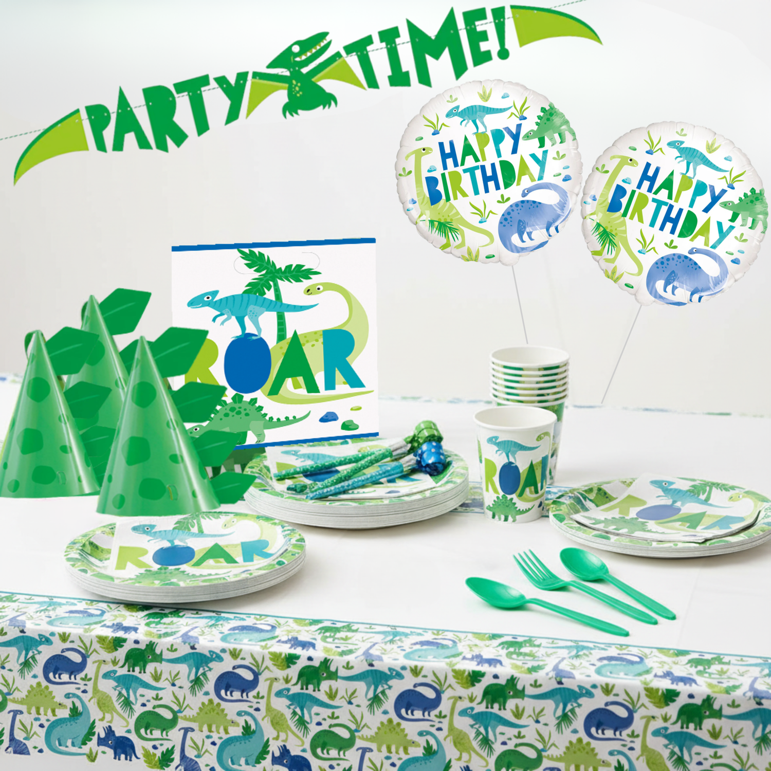 Blue & Green Dinosaur Party Kit for 16 People - Better