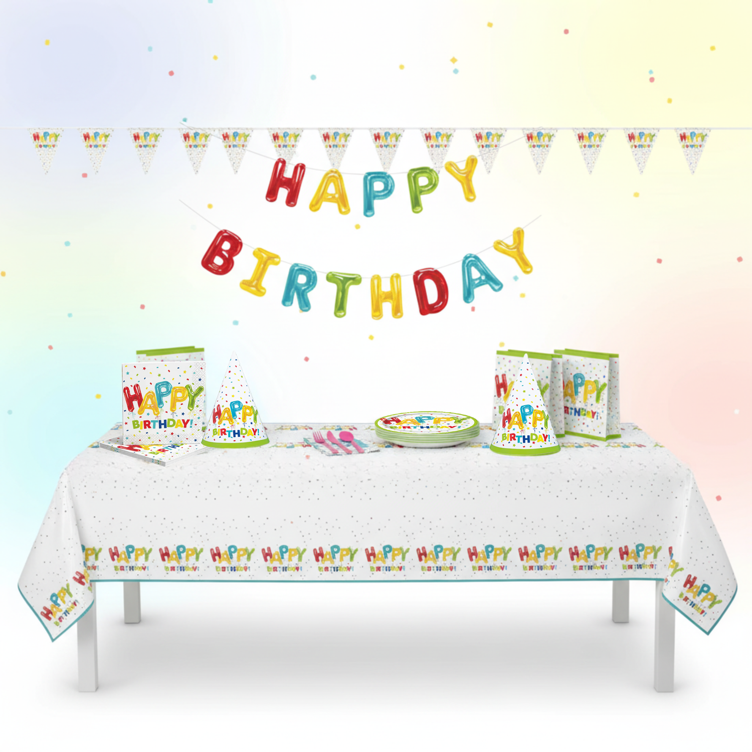 Happy Balloon Birthday Party Kit for 16 People - Deluxe