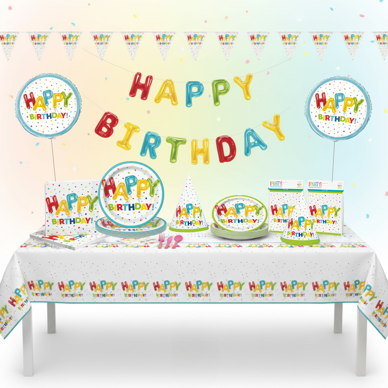 Happy Balloon Birthday Party Kit for 16 People - Ultimate