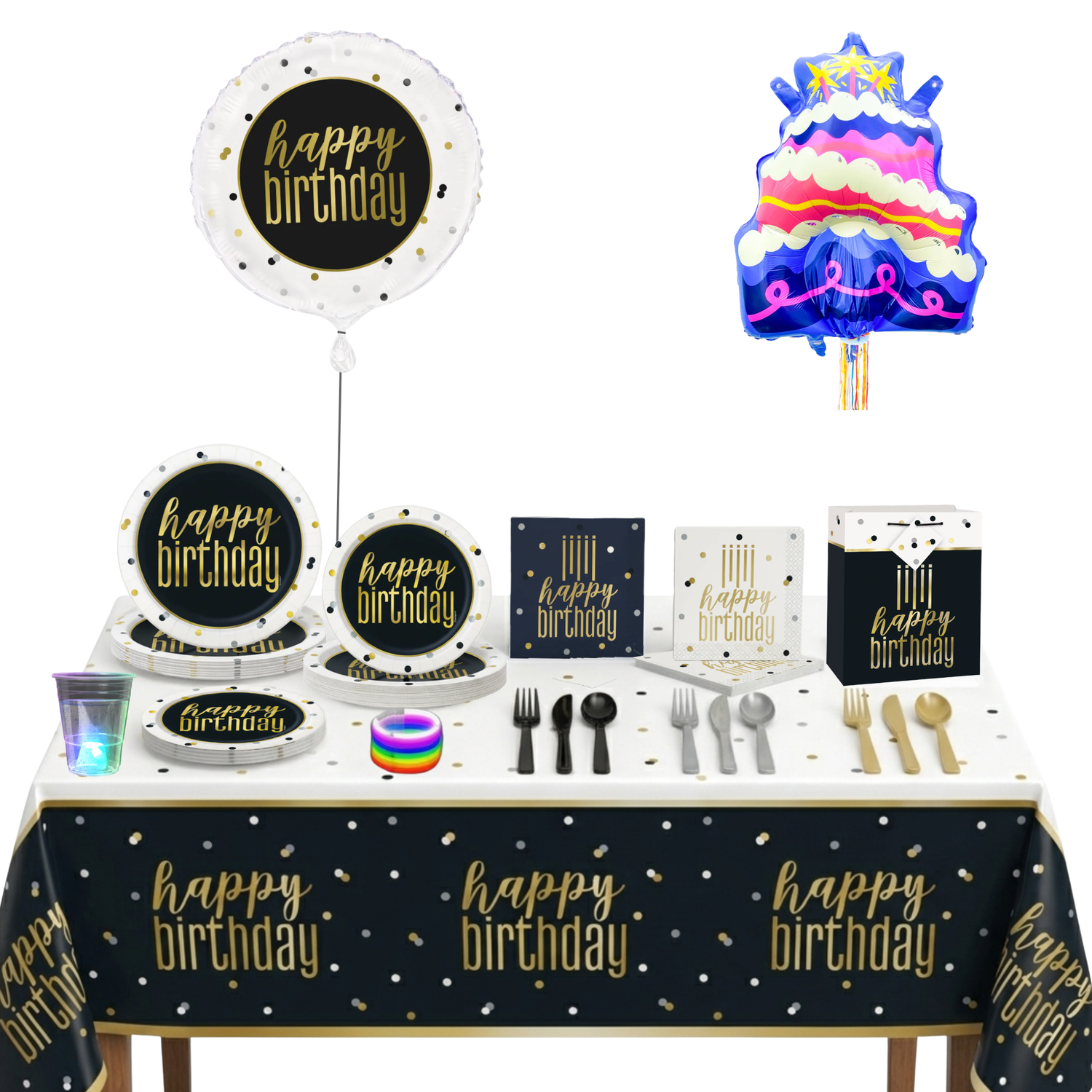 Metallic Happy Birthday Party Kit for 16 People - Ultimate