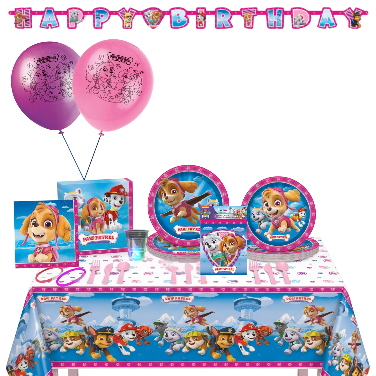 Paw Patrol Girl Party Kit for 16 People - Deluxe