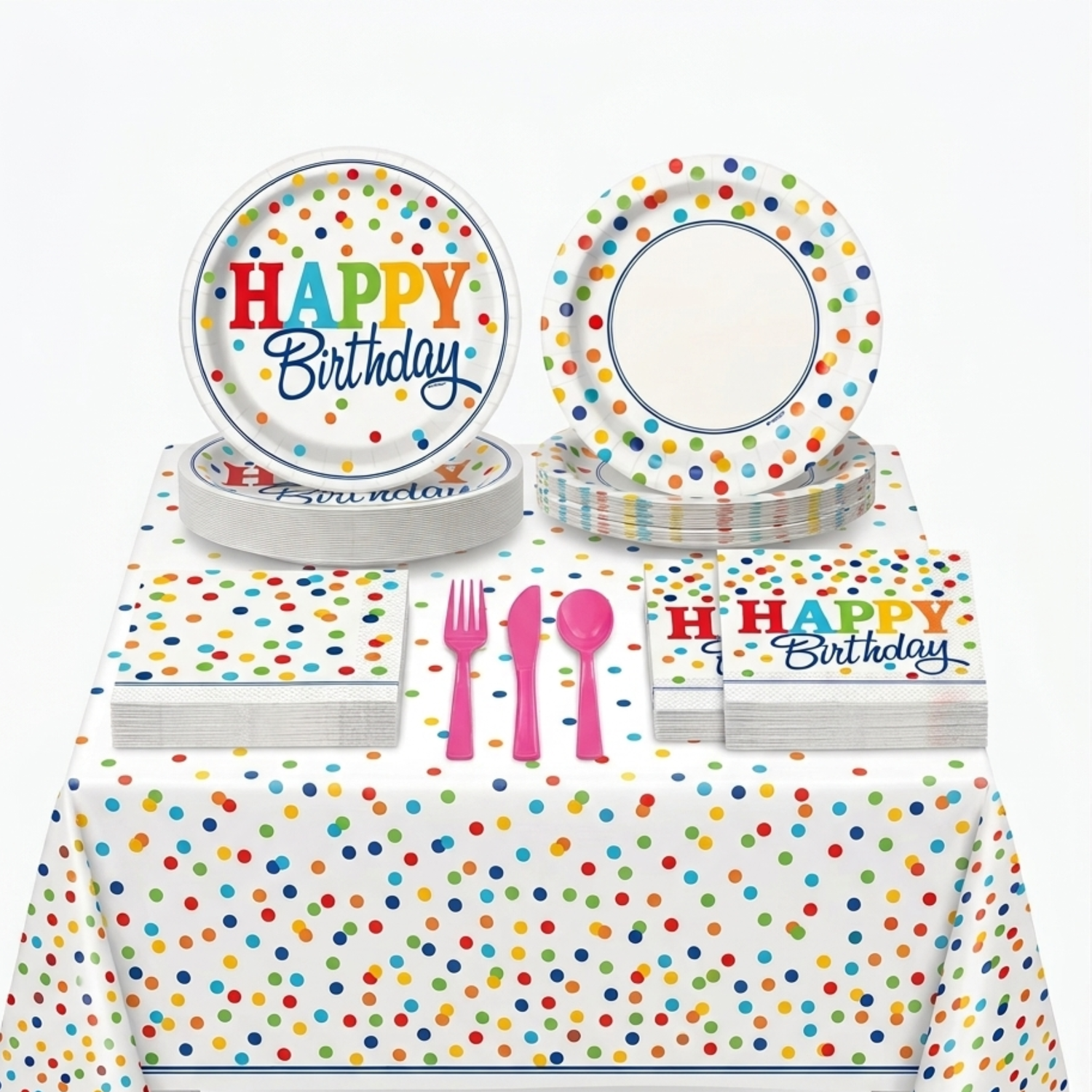 Rainbow Polka Dot Party Kit for 16 People - Standard