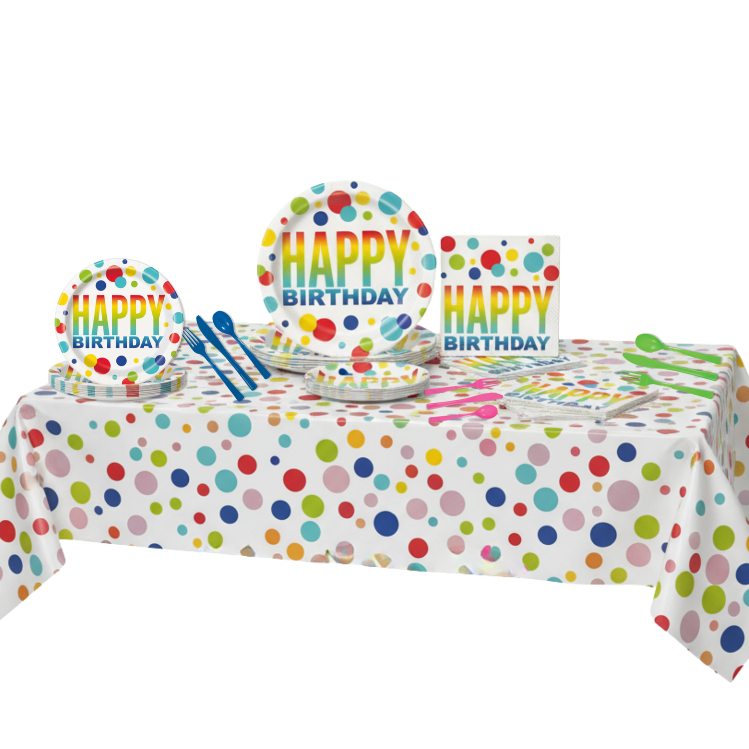 Rainbow Spots Birthday Party Kit for 16 People - Good