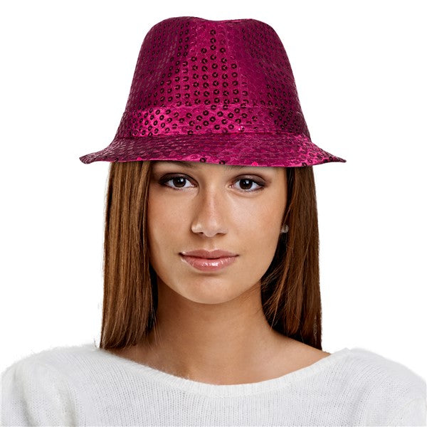 Pink Sequin Fedora Hat
