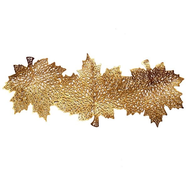 Fall Leaves Gold Vinyl Table Runner