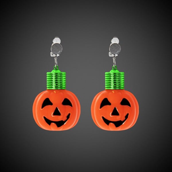 LED Pumpkin Clip-On Earrings