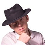 Black Velour Gangster Fedora Hats