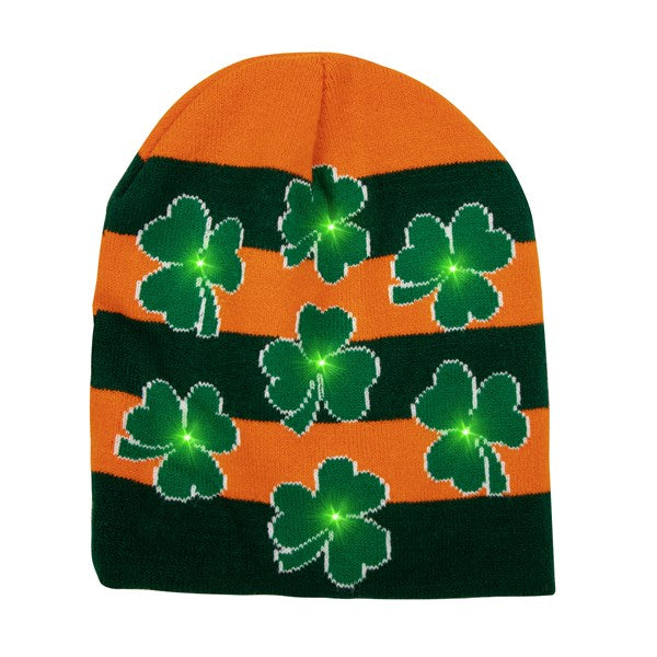 LED Shamrocks Knit Beanie