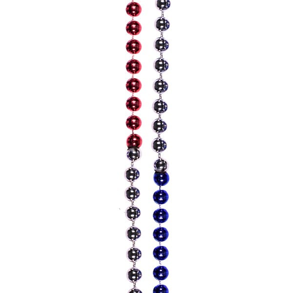Red, Silver, Blue 36" Bead Necklaces