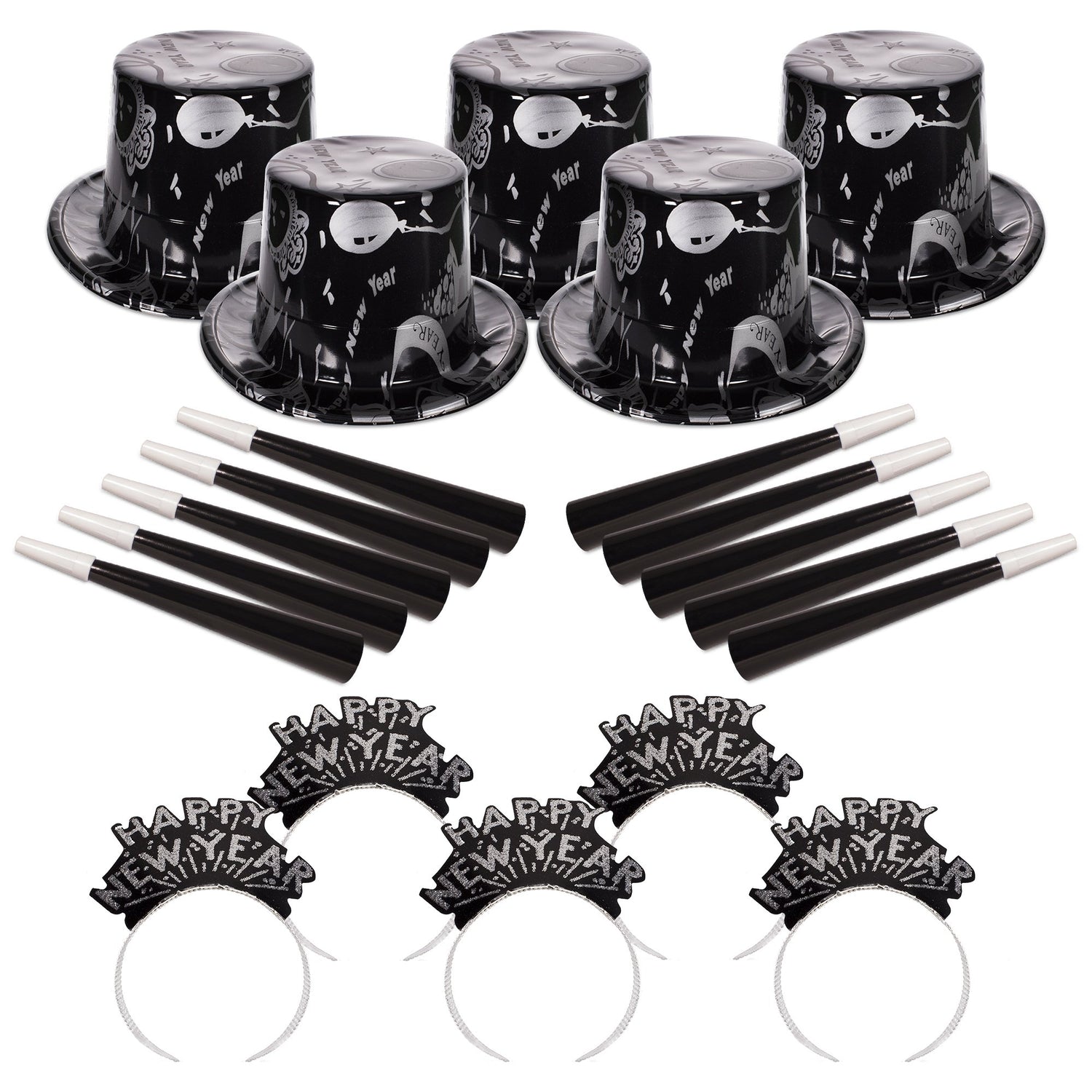 Ebony & Silver New Year Party Kit For 50