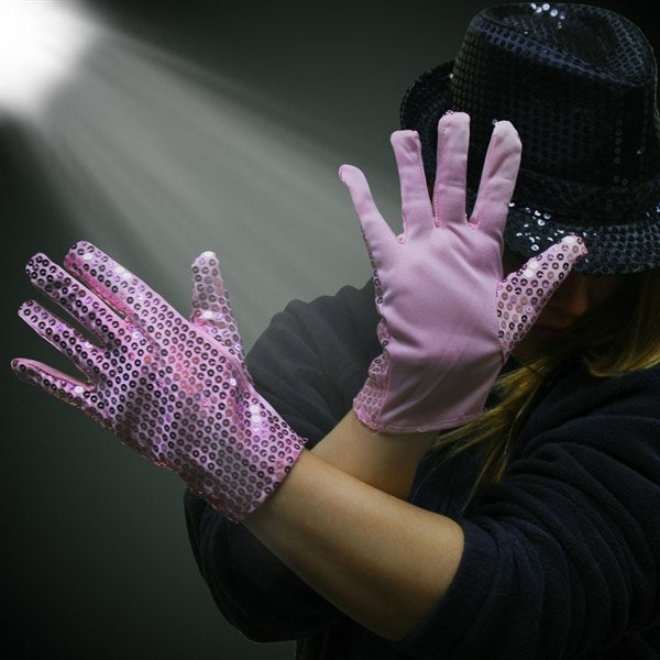 Pink Sequin Gloves