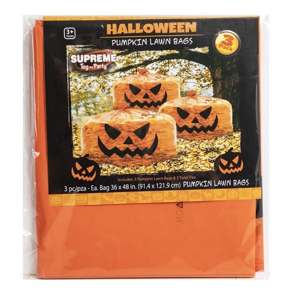 Orange Jack-O-Lantern Lawn Bags
