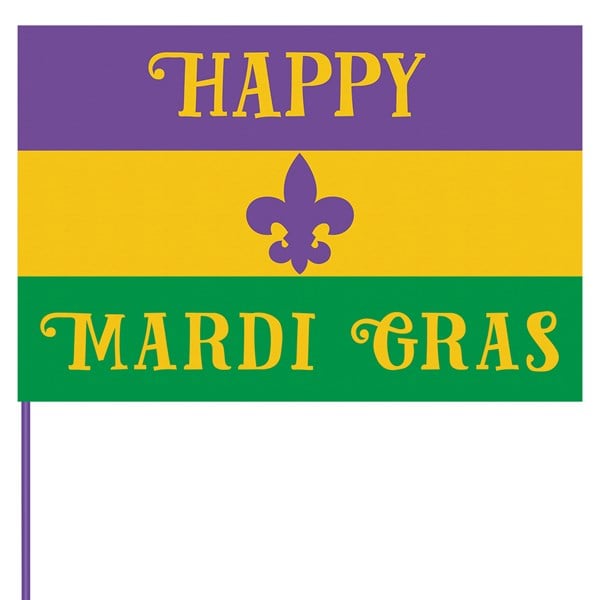 Mardi Gras 12"x18" Cloth Flag