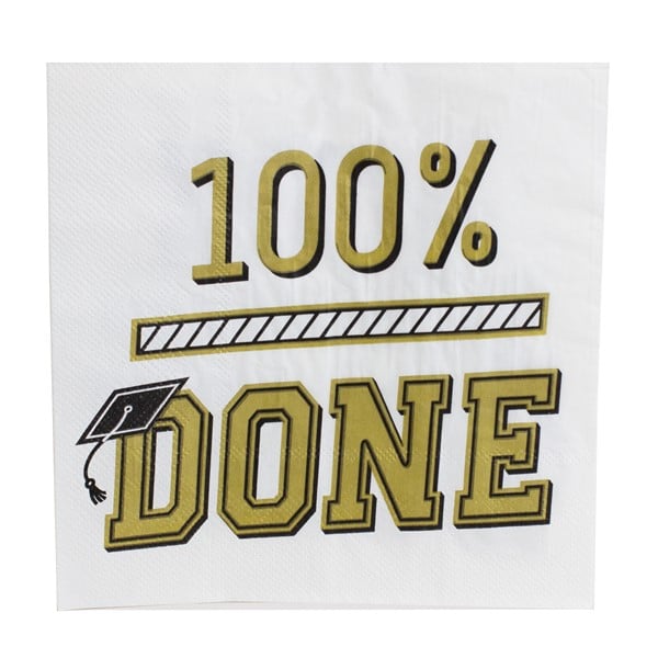 100% Gold Done Grad Lunch Napkins