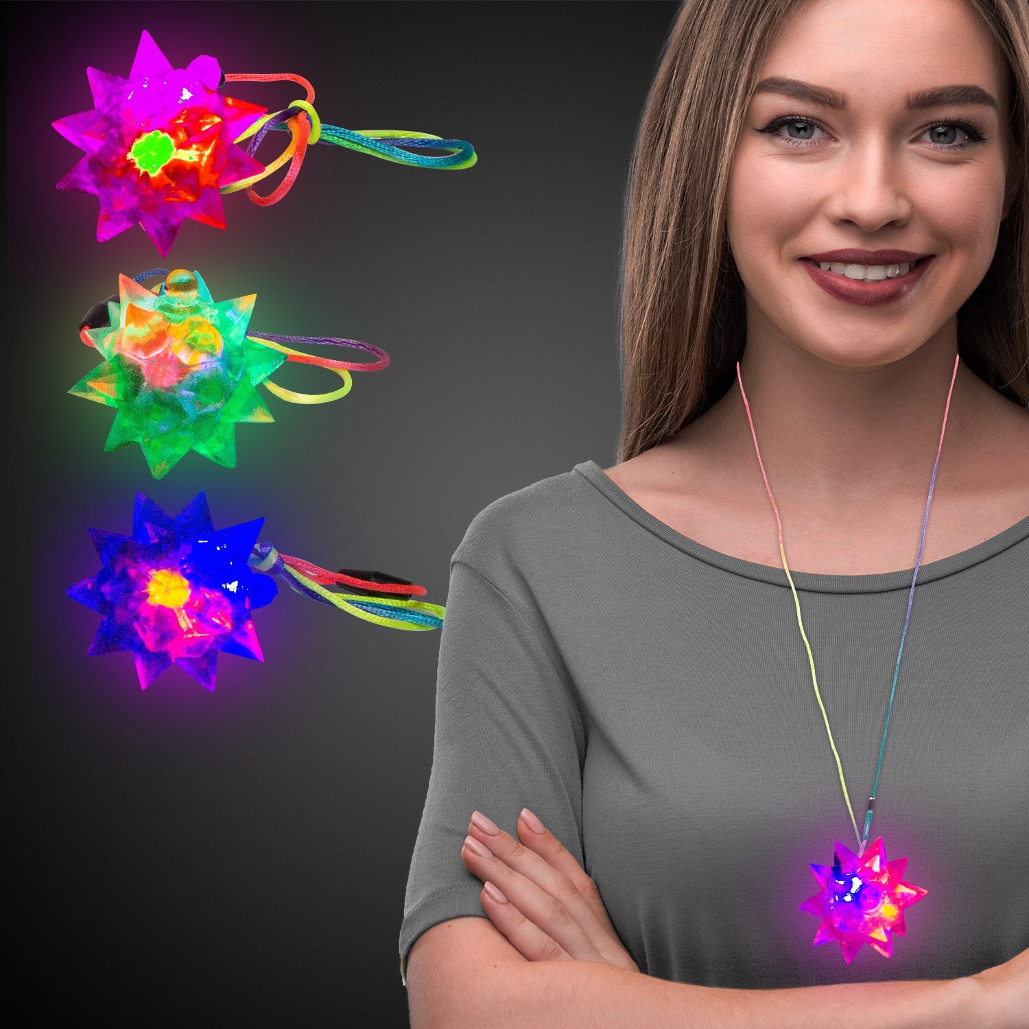 LED Crystal Star Necklaces
