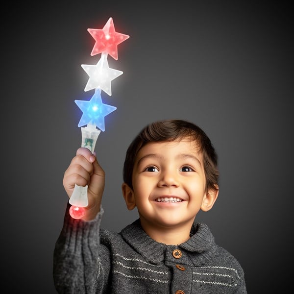 LED Red, White & Blue Patriotic Star Wand