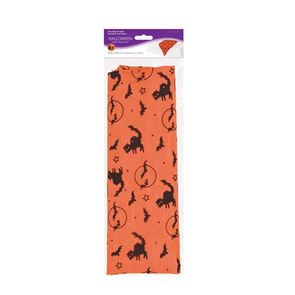 Orange Bats & Cats Fabric Table Runner