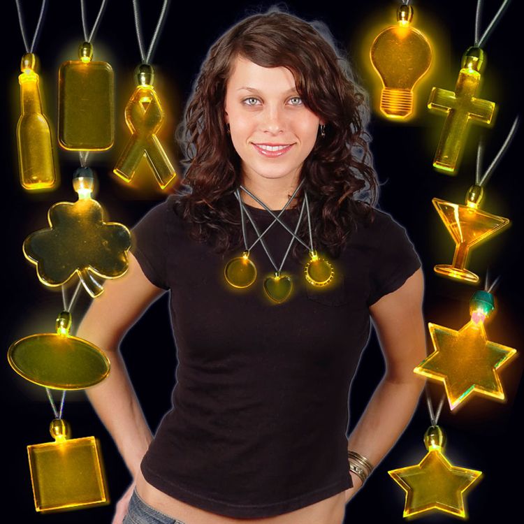 Yellow Amber LED Pendant Necklaces