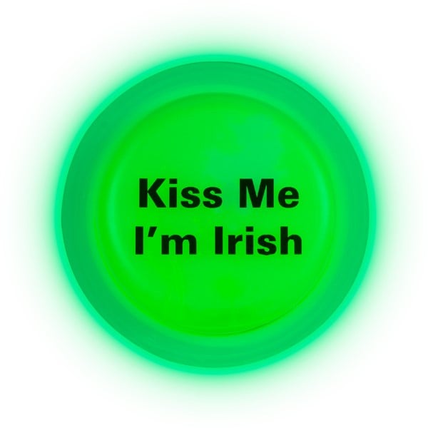 Kiss Me I'm Irish Green Glow Badge