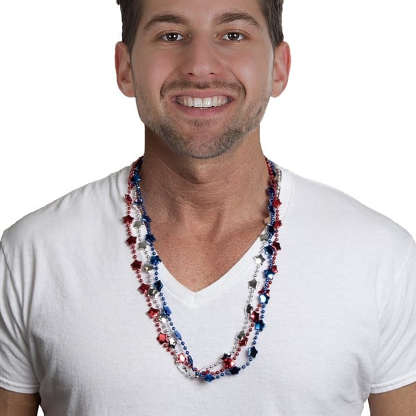 Patriotic Star Bead 33" Necklaces
