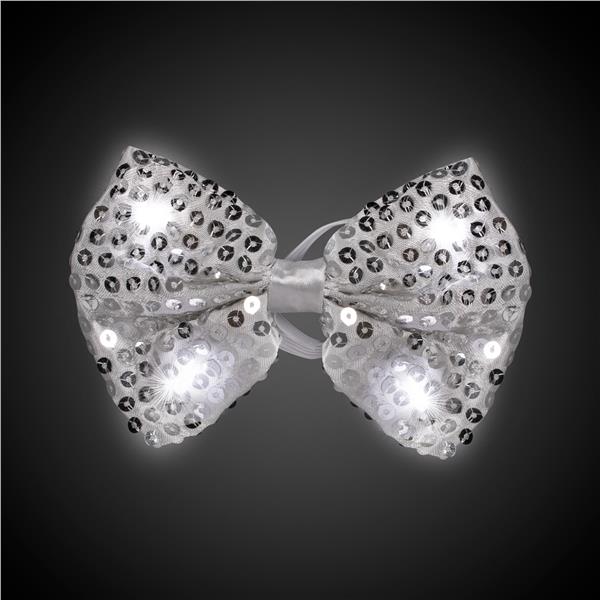 LED Silver Sequin Bow Tie